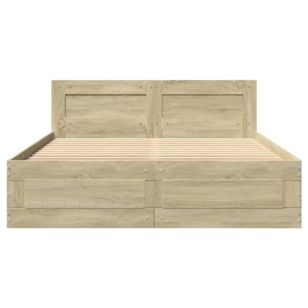 vidaXL Sengeramme med hodegavl sonoma eik 120x190 cm konstruert tre
