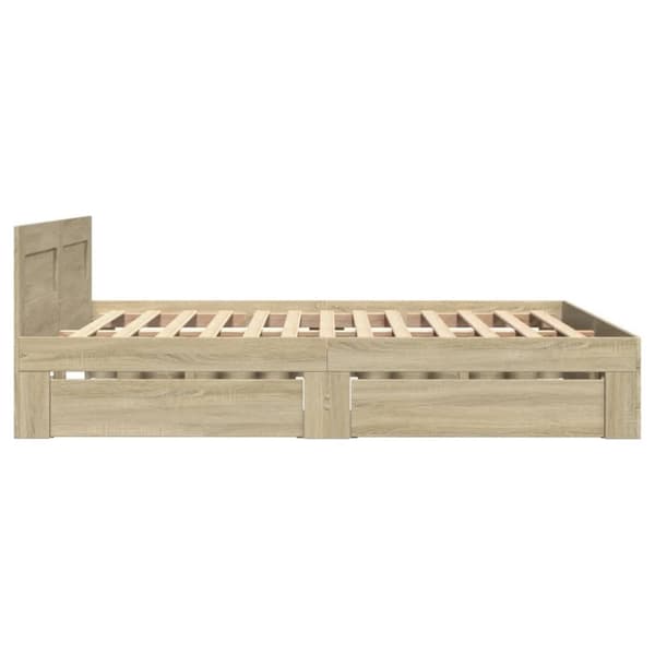 vidaXL Sengeramme med hodegavl sonoma eik 120x190 cm konstruert tre