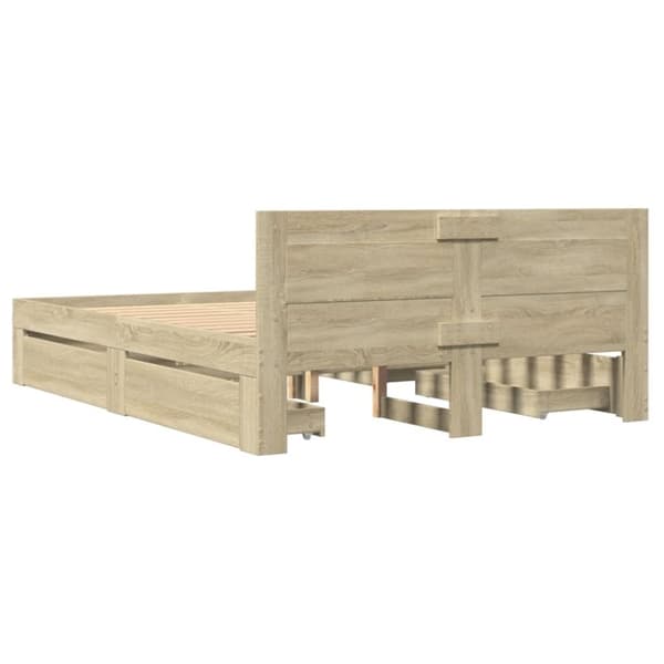 vidaXL Sengeramme med hodegavl sonoma eik 120x190 cm konstruert tre
