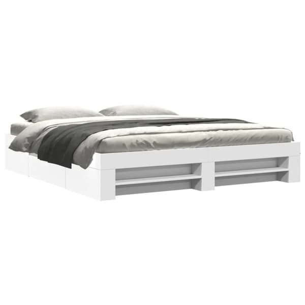 vidaXL sengestel 200x200 cm konstrueret træ hvid