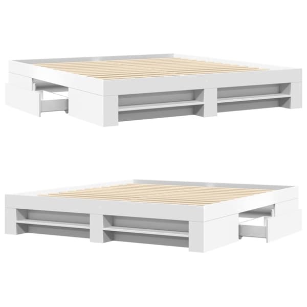 vidaXL sengestel 200x200 cm konstrueret træ hvid
