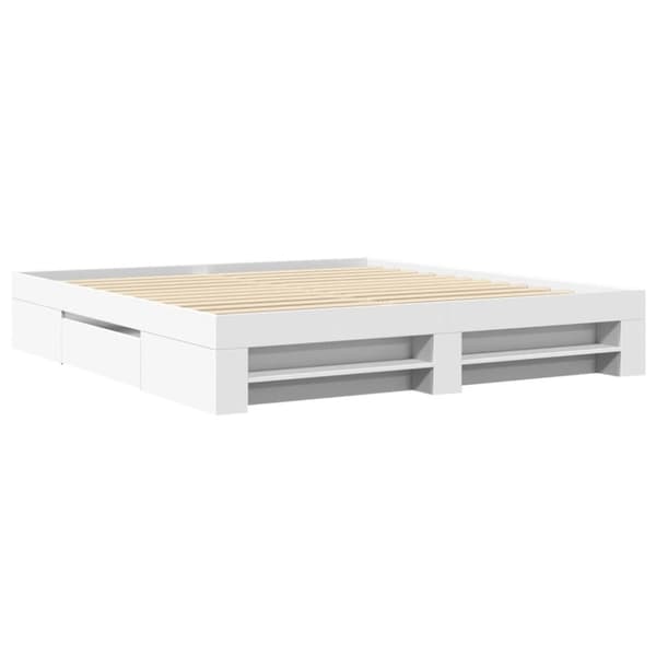 vidaXL sengestel 200x200 cm konstrueret træ hvid