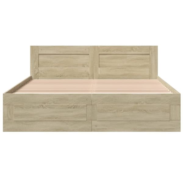 vidaXL Sengeramme med hodegavl sonoma eik 150x200 cm konstruert tre