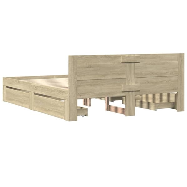 vidaXL Sengeramme med hodegavl sonoma eik 150x200 cm konstruert tre