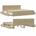 Miniatyrbilde 9 av 11: vidaXL Sengeramme med hodegavl sonoma eik 180x200 cm konstruert tre