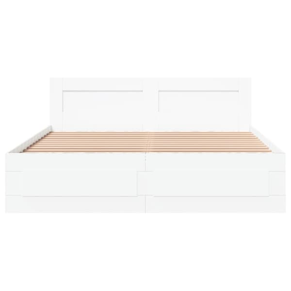 vidaXL Sengeramme med hodegavl hvit 150x200 cm konstruert tre