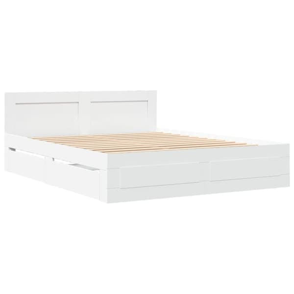 vidaXL Sengeramme med hodegavl hvit 150x200 cm konstruert tre