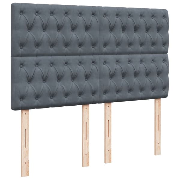 vidaXL Seng med madrass boksfjær mørkegrå 140x190 cm fløyel