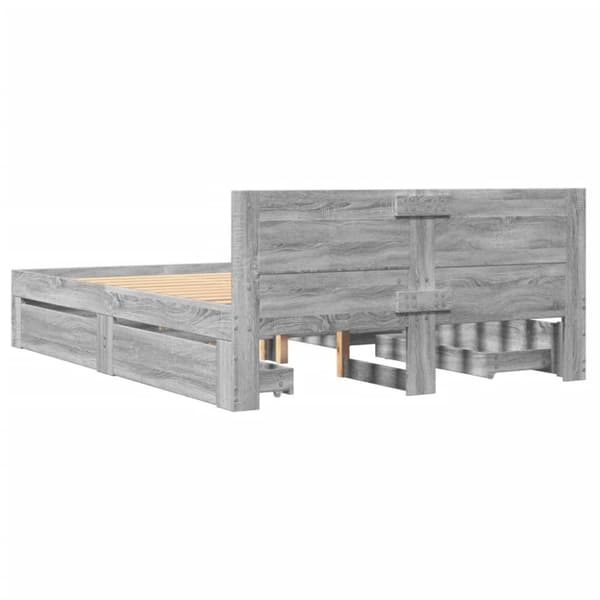 vidaXL Sengeramme med hodegavl grå sonoma 140x200 cm konstruert tre