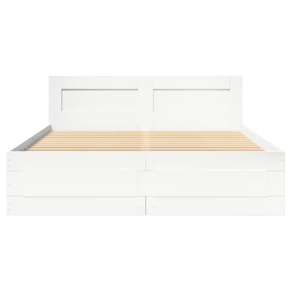 vidaXL Sengeramme med hodegavl hvit 120x200 cm konstruert tre