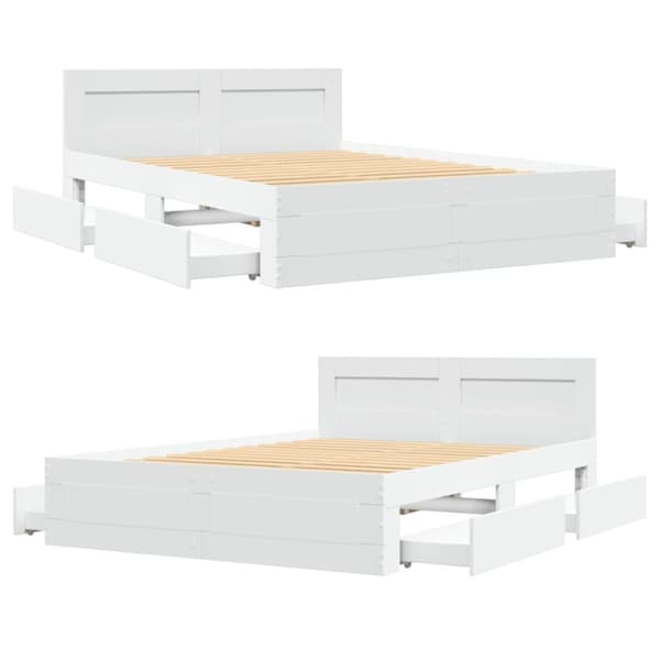 vidaXL Sengeramme med hodegavl hvit 120x200 cm konstruert tre