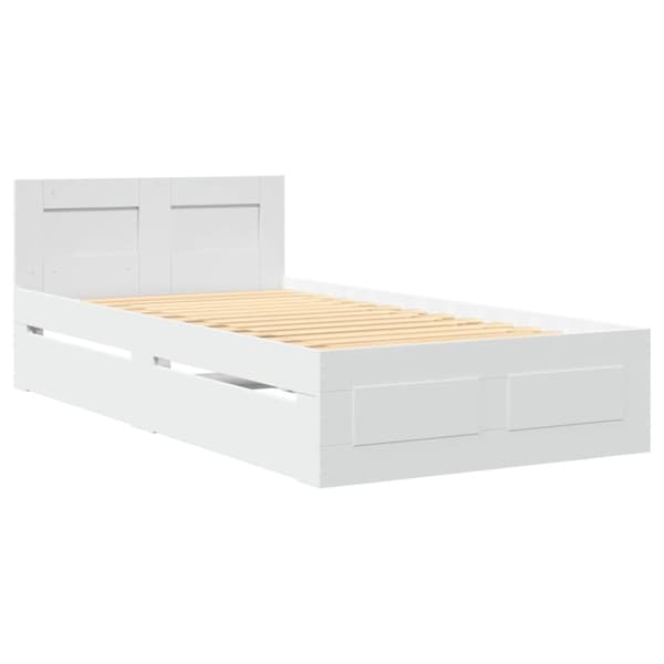 vidaXL Sängynrunko päädyllä valkoinen 75x190 cm tekninen puu