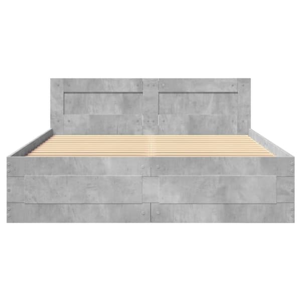 vidaXL Sengeramme med hodegavl betonggrå 140x200 cm konstruert tre