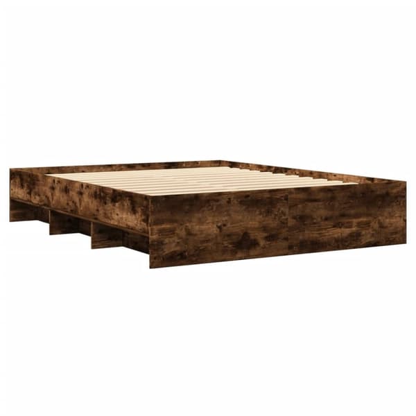 vidaXL Sengeramme uten madrass røkt eik 160x200 cm konstruert tre