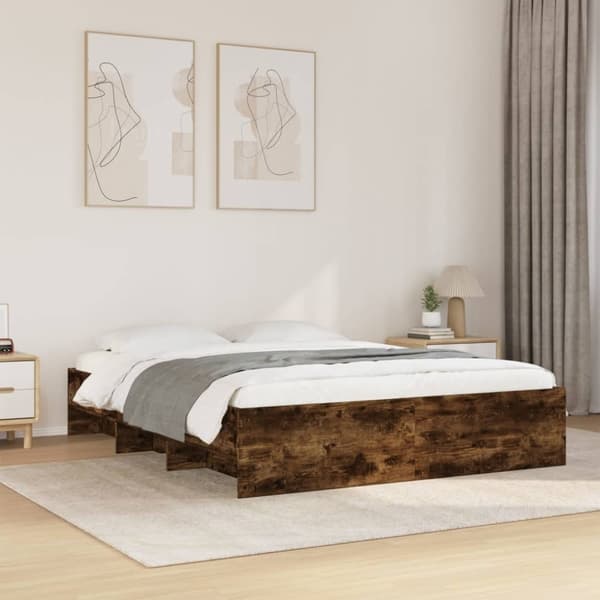 vidaXL Sengeramme uten madrass røkt eik 160x200 cm konstruert tre
