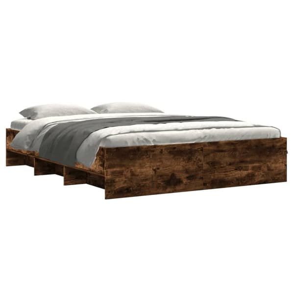 vidaXL Sengeramme uten madrass røkt eik 160x200 cm konstruert tre