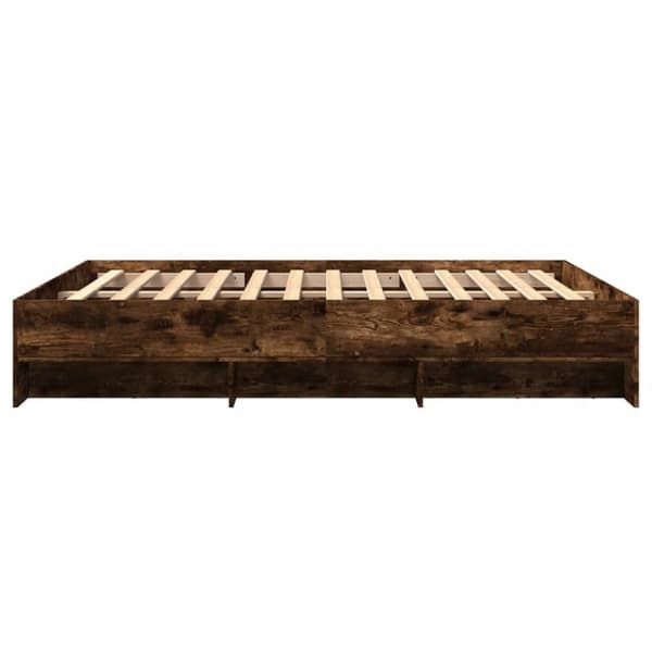 vidaXL Sengeramme uten madrass røkt eik 160x200 cm konstruert tre