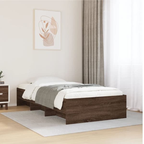 vidaXL Sängynrunko ilman patjaa ruskea tammi 90x200 cm tekninen puu