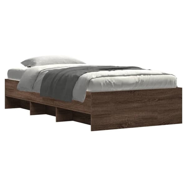 vidaXL Sängynrunko ilman patjaa ruskea tammi 90x200 cm tekninen puu