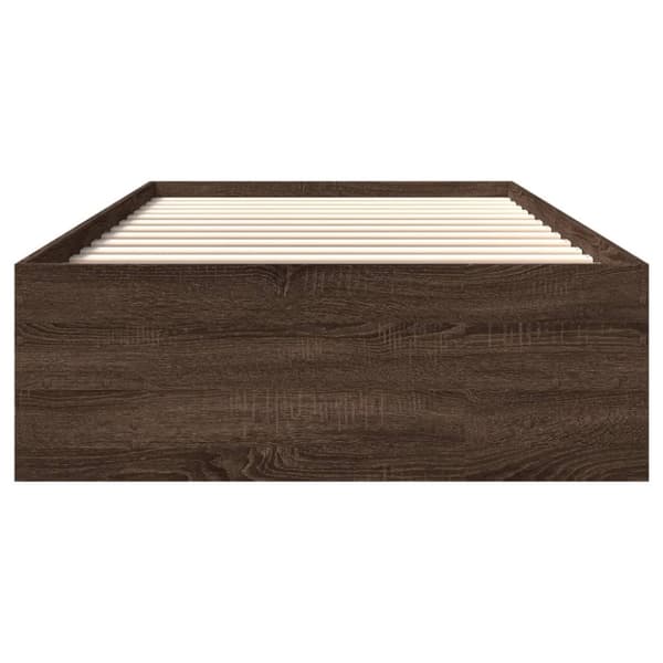 vidaXL Sängynrunko ilman patjaa ruskea tammi 90x200 cm tekninen puu