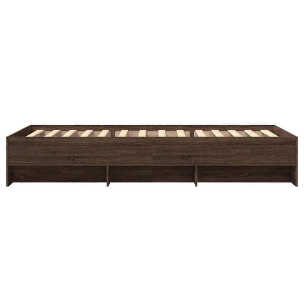 vidaXL Sängynrunko ilman patjaa ruskea tammi 90x200 cm tekninen puu