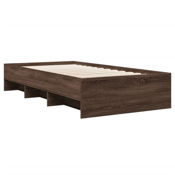 vidaXL Sängynrunko ilman patjaa ruskea tammi 90x200 cm tekninen puu