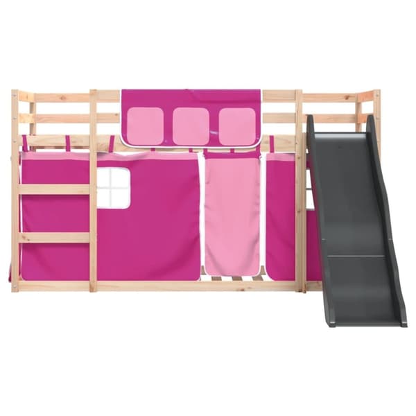 vidaXL Kerrossänky liukumäellä ja verhoilla pinkki 90x200 cm