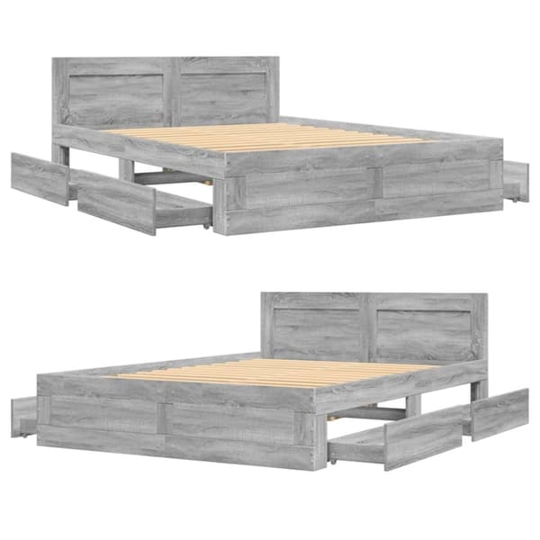 vidaXL Sengeramme med hodegavl grå sonoma 120x190 cm konstruert tre