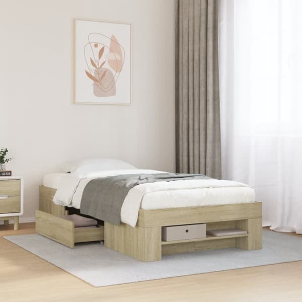 vidaXL Sengeramme uten madrass sonoma eik 75x190 cm konstruert tre