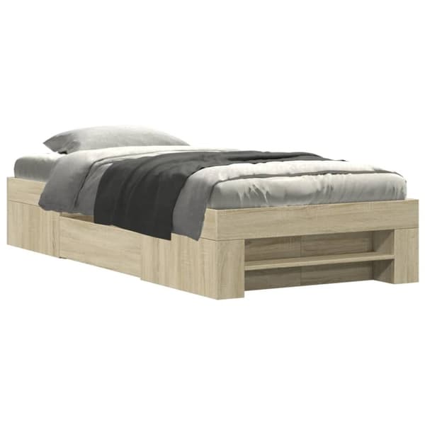 vidaXL Sengeramme uten madrass sonoma eik 75x190 cm konstruert tre