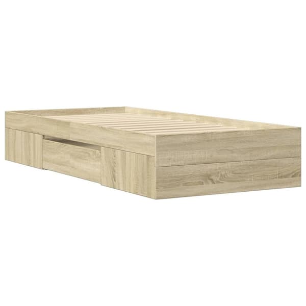 vidaXL Sengeramme uten madrass sonoma eik 75x190 cm konstruert tre
