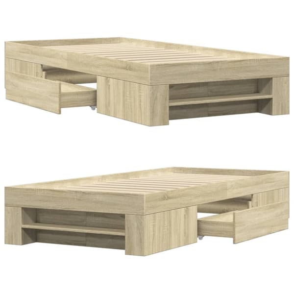 vidaXL Sengeramme uten madrass sonoma eik 75x190 cm konstruert tre