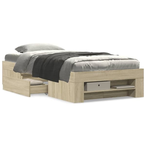 vidaXL Sengeramme uten madrass sonoma eik 75x190 cm konstruert tre