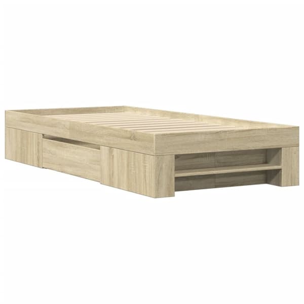 vidaXL Sengeramme uten madrass sonoma eik 75x190 cm konstruert tre