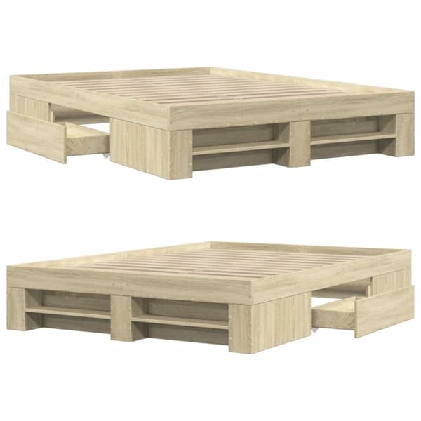 vidaXL Sengeramme uten madrass sonoma eik 120x190 cm konstruert tre