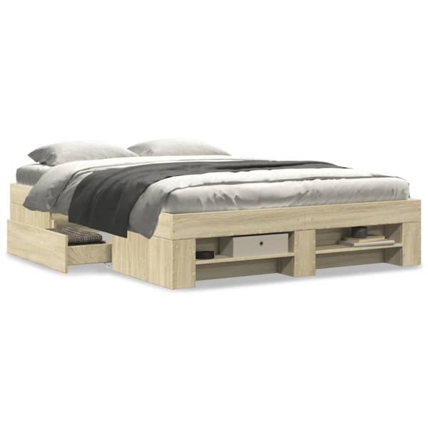 vidaXL Sengeramme uten madrass sonoma eik 120x190 cm konstruert tre