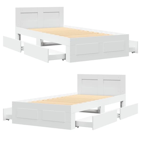 vidaXL Sengeramme med hodegavl hvit 100x200 cm konstruert tre