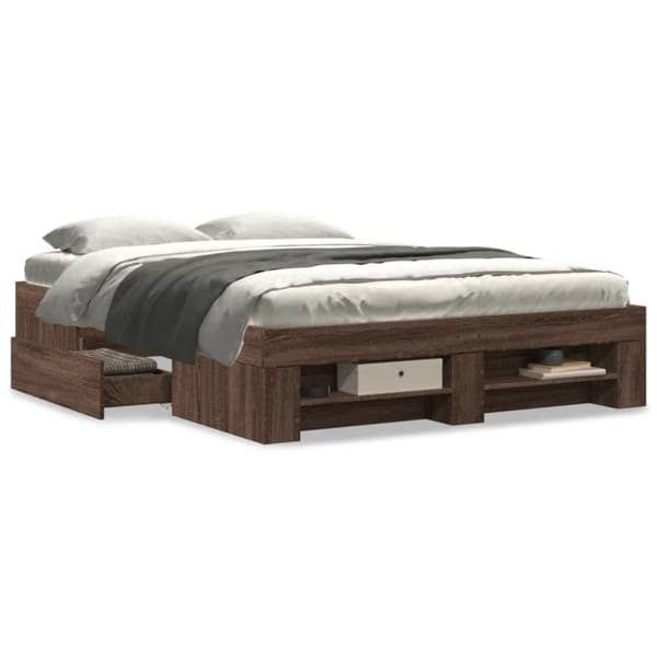 vidaXL Sengeramme uten madrass brun eik 120x190 cm konstruert tre