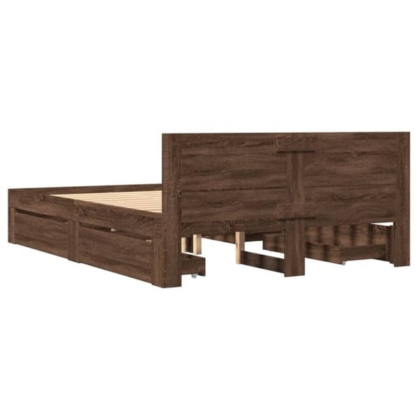 vidaXL sengeramme med sengegavl 120x200 cm konstrueret træ brunt eg