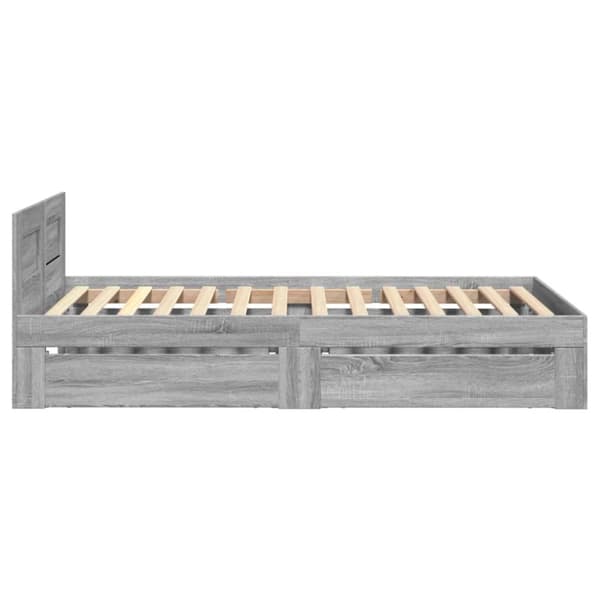 vidaXL Sengeramme med hodegavl grå sonoma 90x200 cm konstruert tre