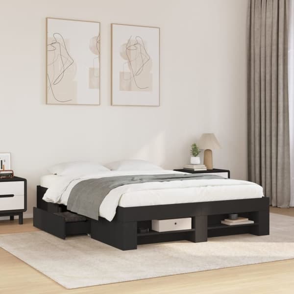 vidaXL Sengeramme svart 140x190 cm konstruert tre
