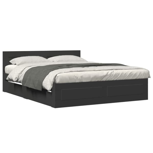 vidaXL Sengeramme med hodegavl svart 160x200 cm konstruert tre