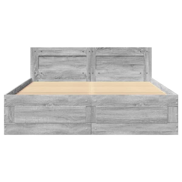 vidaXL Sengeramme med hodegavl grå sonoma 120x200 cm konstruert tre