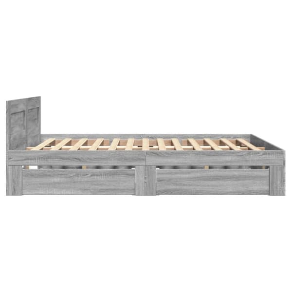 vidaXL Sengeramme med hodegavl grå sonoma 120x200 cm konstruert tre