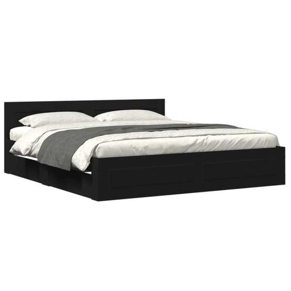 vidaXL sengeramme med sengegavl 180x200 cm konstrueret træ sort