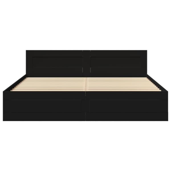 vidaXL sengeramme med sengegavl 180x200 cm konstrueret træ sort