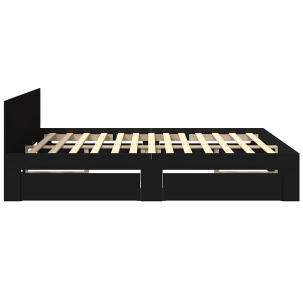 vidaXL sengeramme med sengegavl 180x200 cm konstrueret træ sort