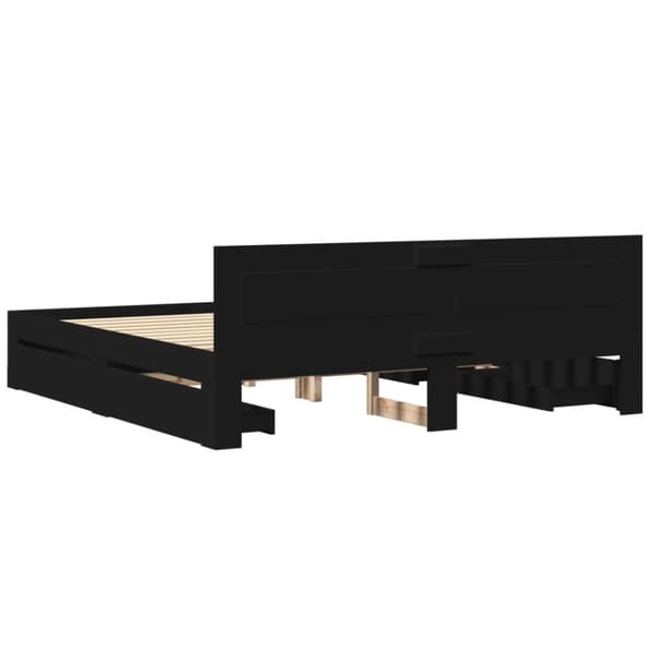 vidaXL sengeramme med sengegavl 180x200 cm konstrueret træ sort