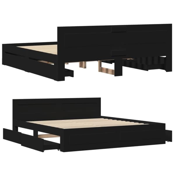 vidaXL sengeramme med sengegavl 180x200 cm konstrueret træ sort