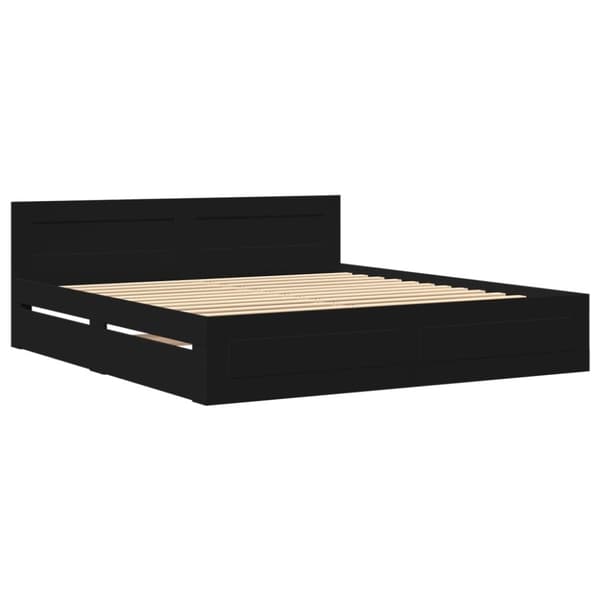 vidaXL sengeramme med sengegavl 180x200 cm konstrueret træ sort